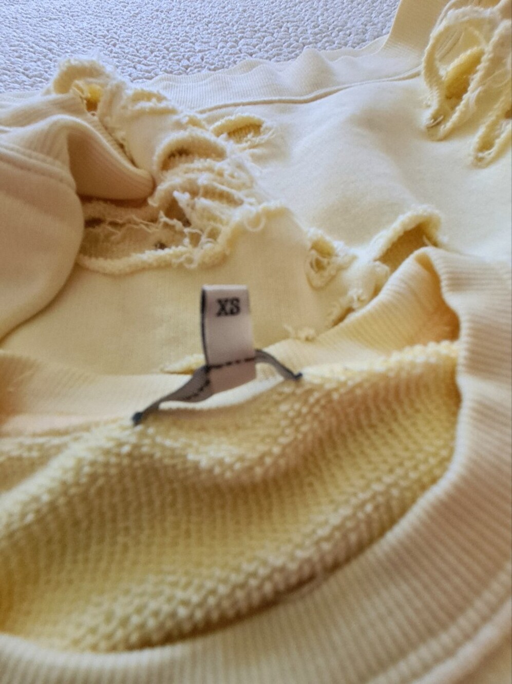 R13 Super Distressed Oversized Crewneck Sweatshirt In Washed Yellow XS Org $450 - Picture 11 of 14